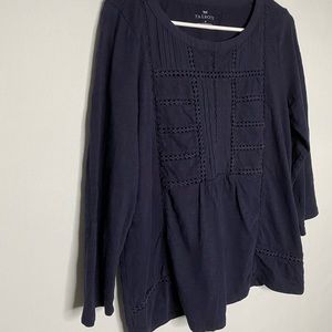 Talbots navy blue quarter sleeve top